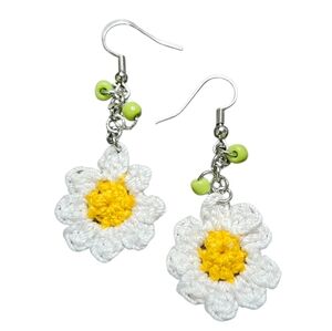 Hand Croched Daisy Earrings Boho Flower